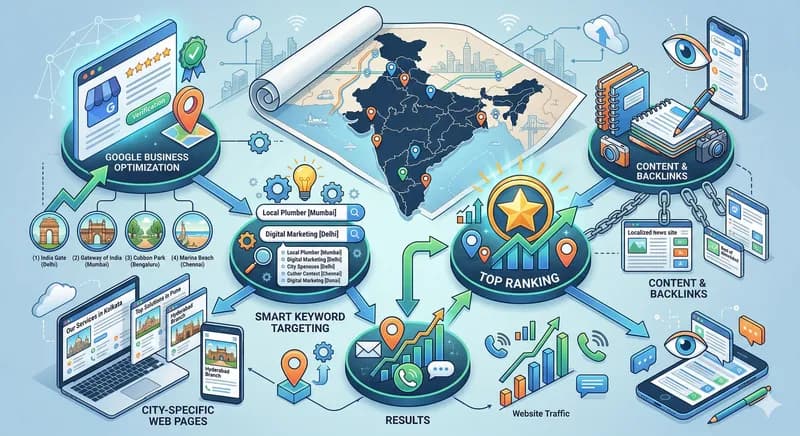 Local SEO Strategy for Multi-City Ranking in India (2026)